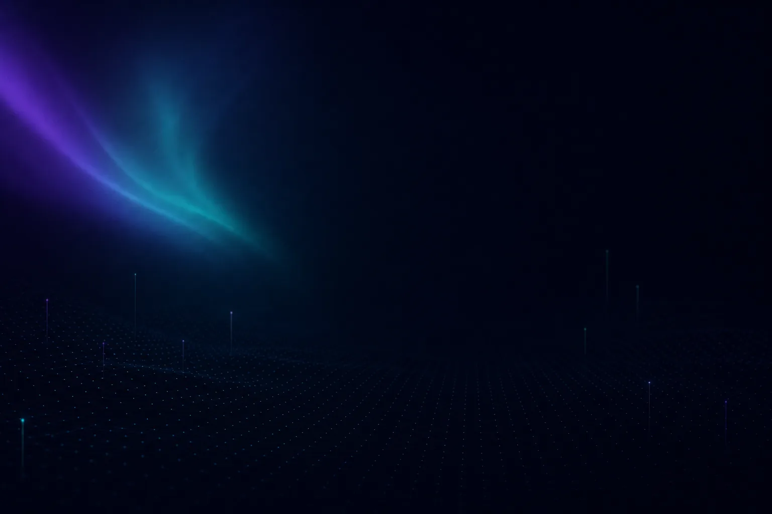 Quiet dark backdrop with a faint dotted grid and a soft aurora glow