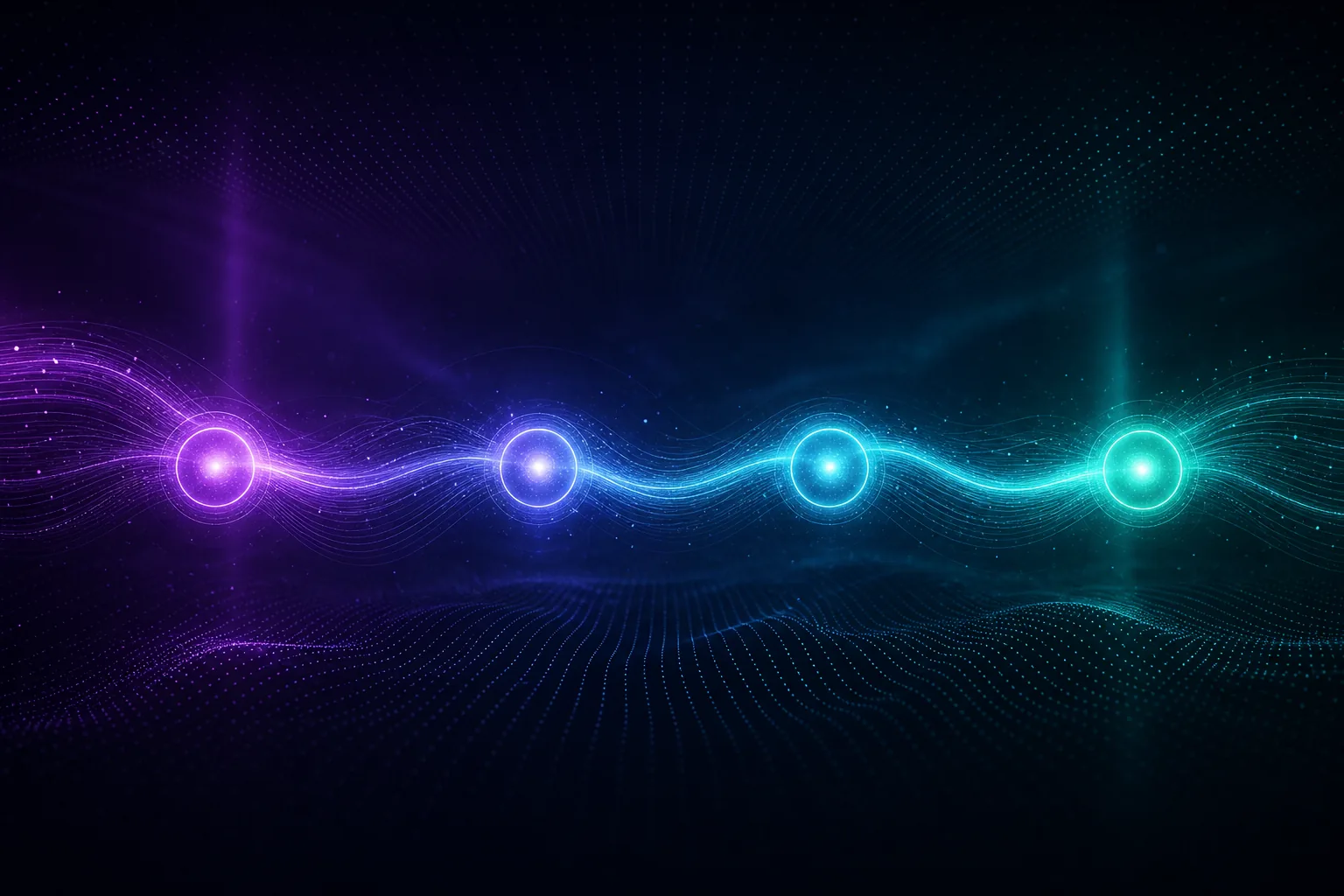 A flowing pipeline of four glowing waypoints